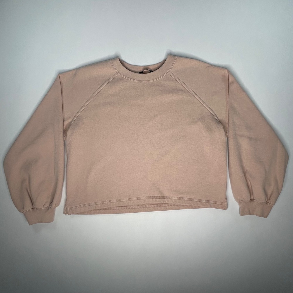 Abercrombie & Fitch Cropped Sweatshirt Balloon Sleeve Pink Small - Picture 3 of 10